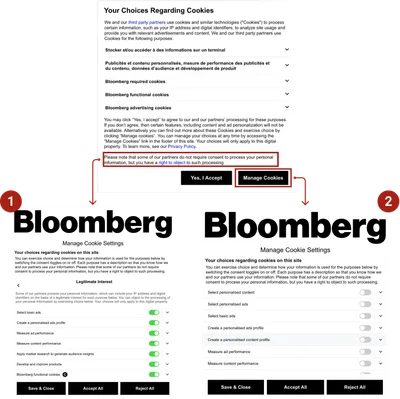 La notice de cookies de bloomberg.com