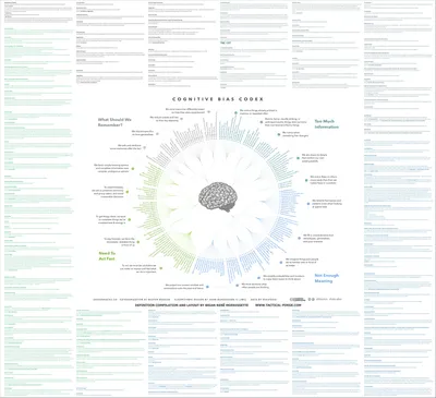 "diagramme montrant des dizaines de biais de manière vaguement organisée"