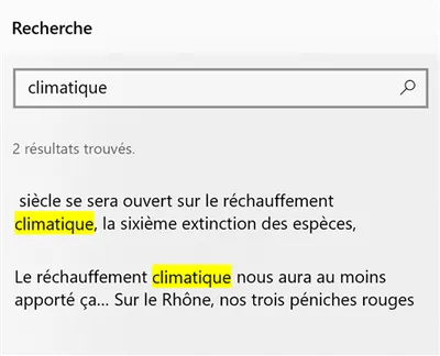 recherche de "climatique" dans le texte